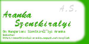 aranka szentkiralyi business card
